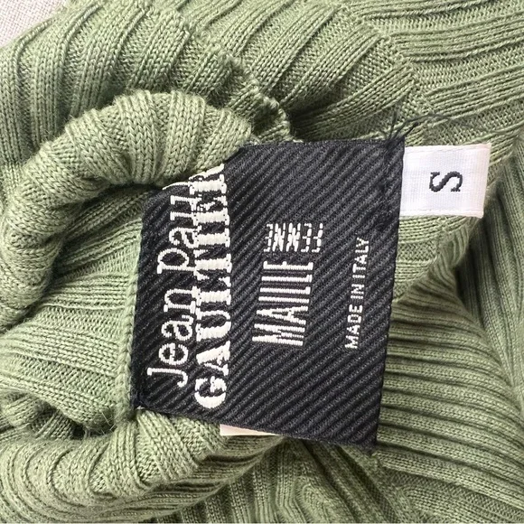 Jean Paul Gaultier vintage Olive Ribbed Turtleneck Sweater size S - Picture 6 of 7